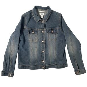 Old Navy Vintage Y2K Jean Jacket Women Large Grunge Denim Distressed Trucker '03